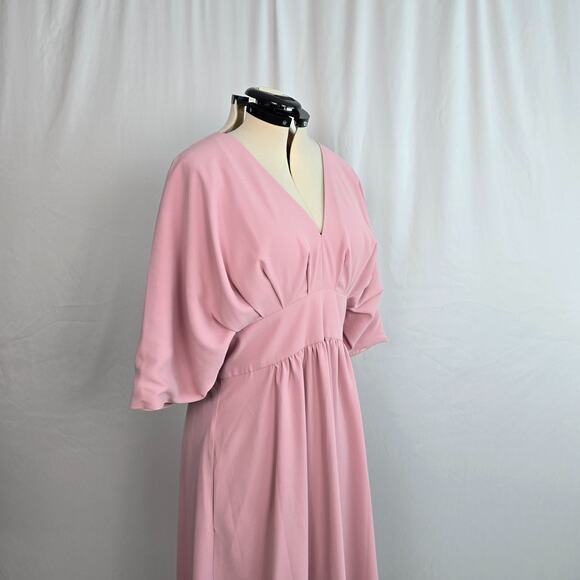 Alexia Admor Midi Party Dress Women's 14 Dusty Pink Deep V-Neck Ruffle - Picture 5 of 16